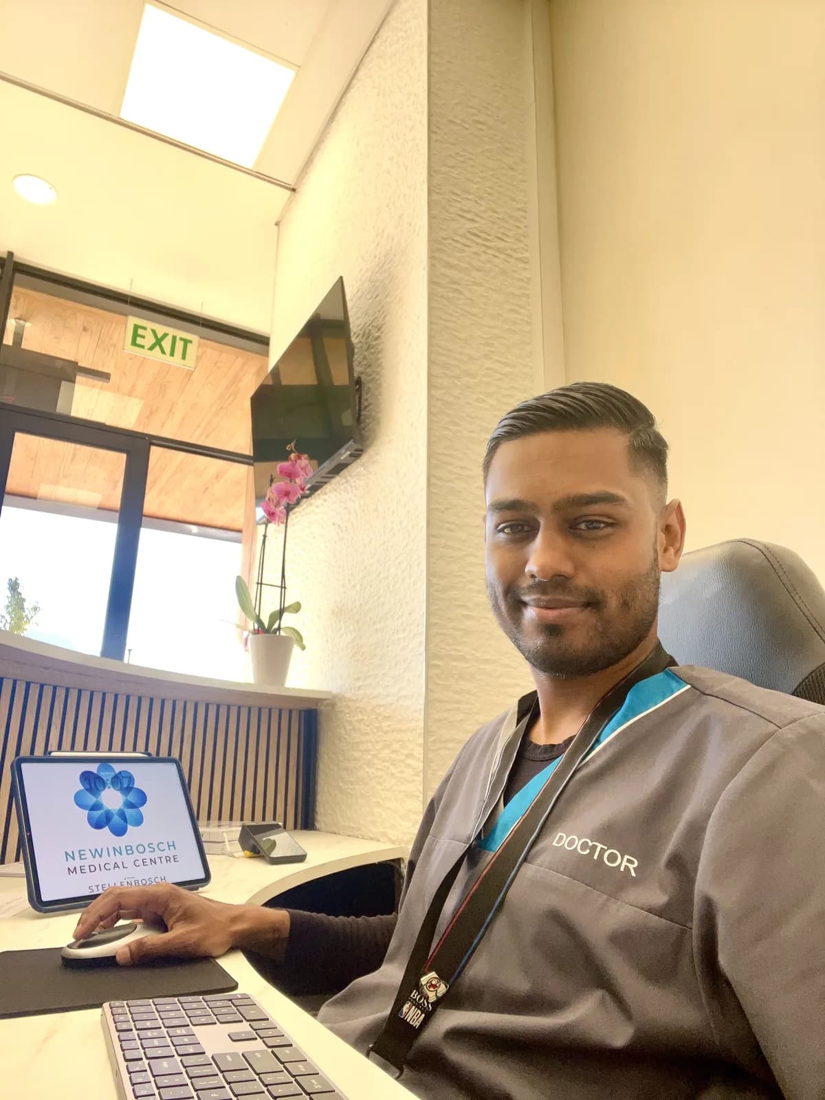 Dr Kyle Naidoo, founder of Newinbosch Medical Centre, at the clinic reception